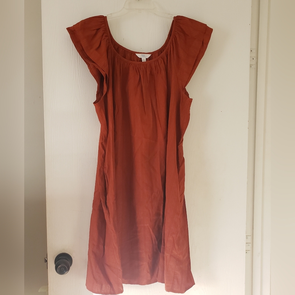 Time And Tru Ladies Size L Rust Midi Dress With Pockets